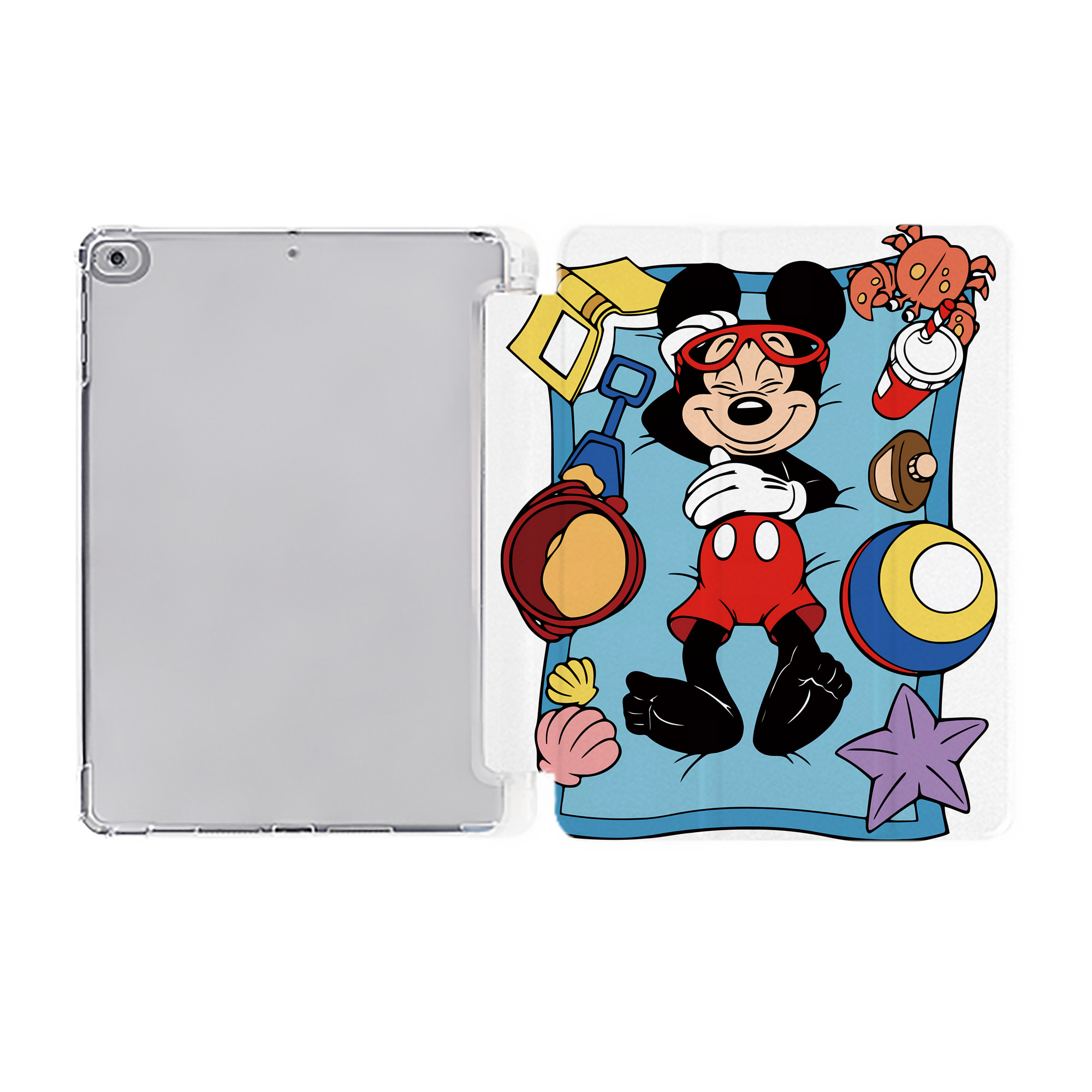 （画像用） ミッキーマウス Mickey Mouse IPad ケース ペン収納付き 三つ折りスタンド PUレザー×シリコン 対応機種9.5/10.5/10.9インチ
